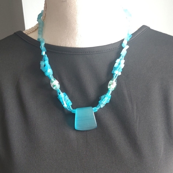 Jewelry - Blue Hand-Beaded Necklace